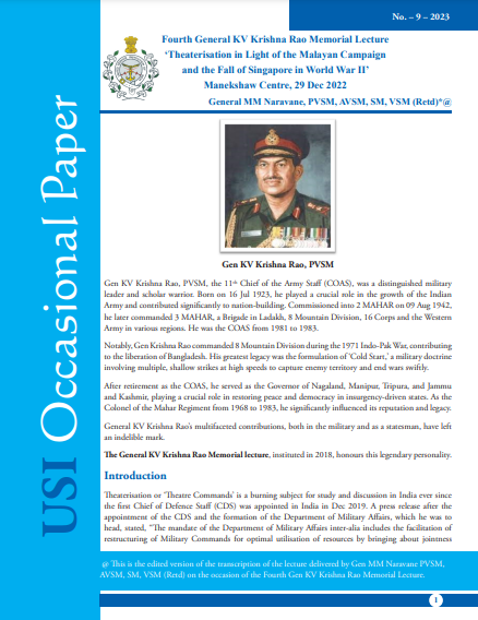 Theaterisation in Light of the Malayan Campaign and the Fall of Singapore in World War II, Vol No. 9, 2023